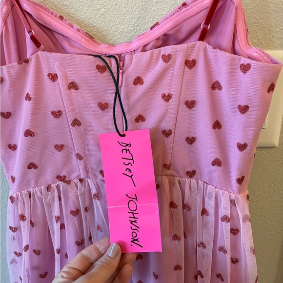 VIRAL VALENTINES DRESS BETSEY JOHNSON MESH SLIP SWEETHEART DRESS SIZE 2 NWT - Picture 7 of 9